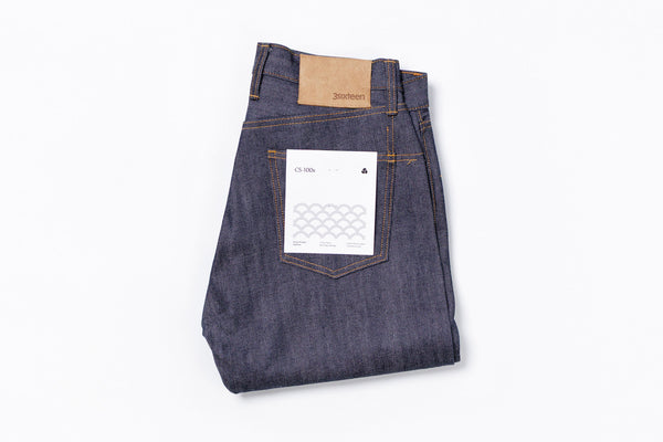 3SIXTEEN  Classic Straight Indigo Jean, Front Folded