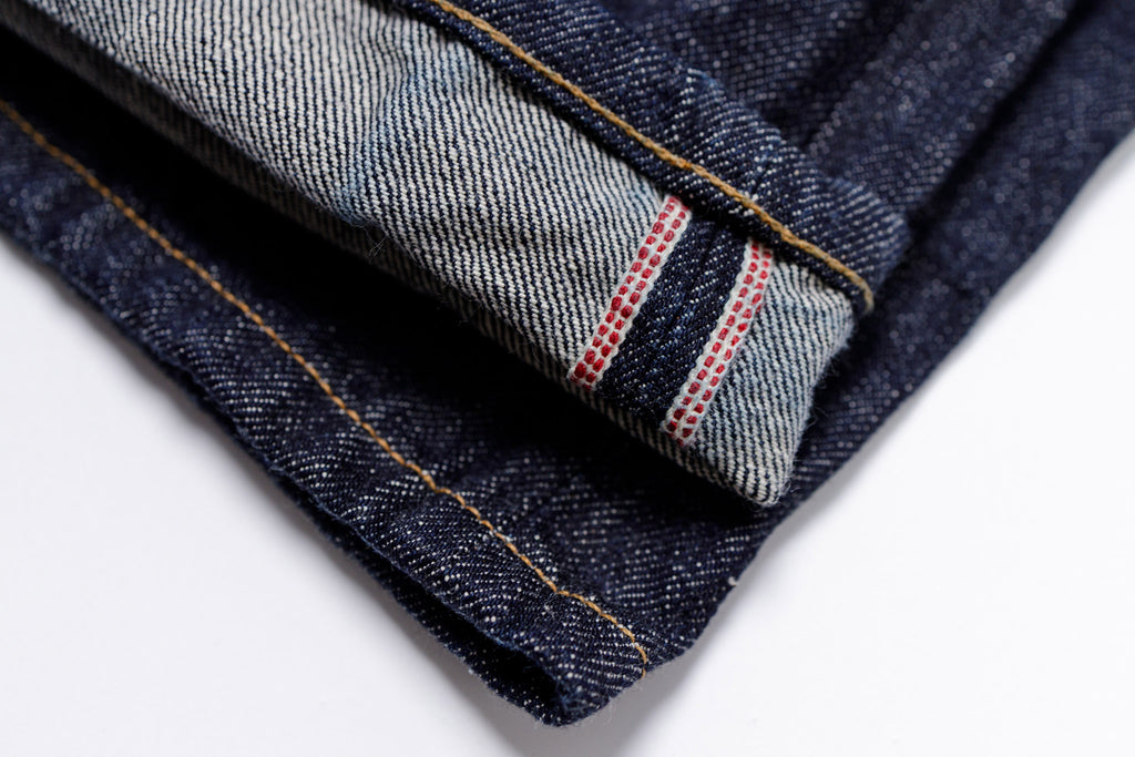 3SIXTEEN Classic Straight Jeans in Rinsed Indigo, Selvedge ID, Hem.