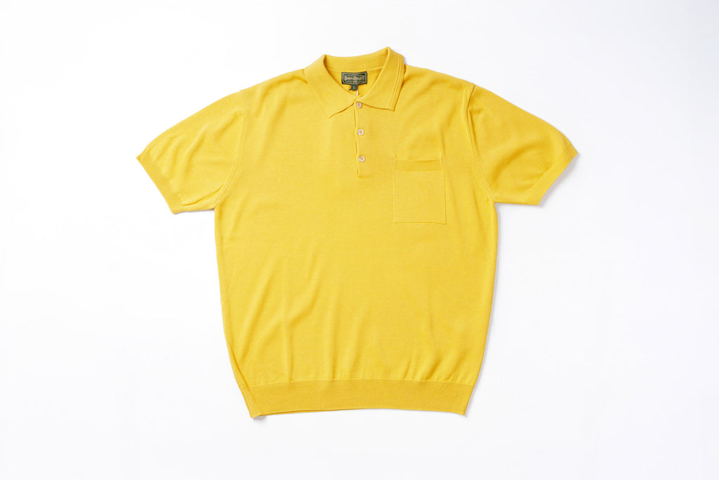 Knitted Polo Shirt in Yellow Front View