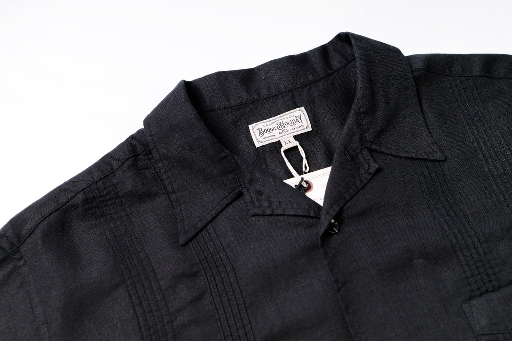 Cuban Shirt in Black Collar View