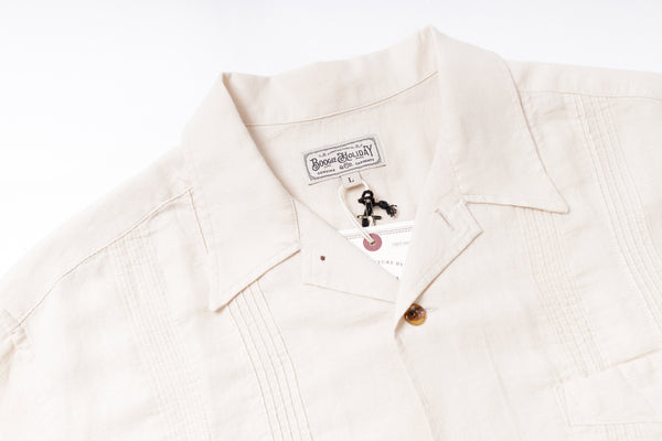 Cuban Shirt in Oatmeal Collar View