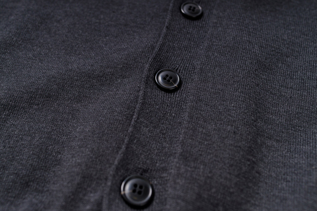 Essential Cardigan in Charcoal, Buttons View