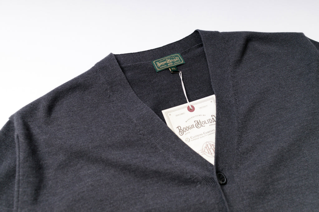 Essential Cardigan in Charcoal Collar View