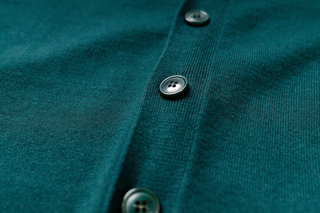 Essential Cardigan in Deep Green Buttons View