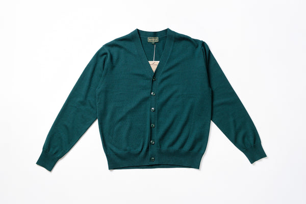 Essential Cardigan in Deep Green Front View
