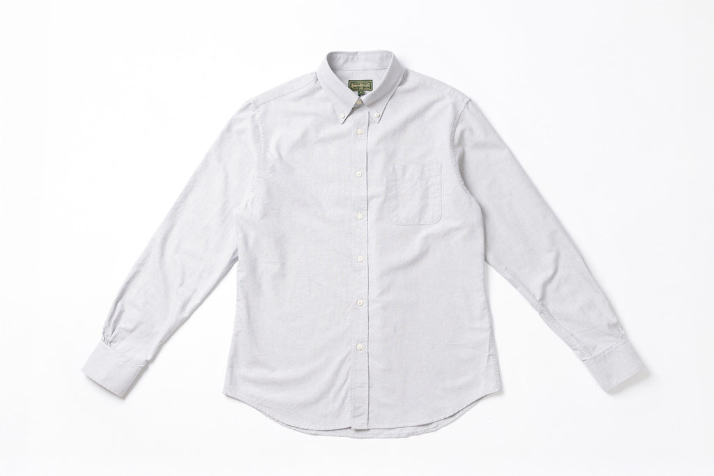 Oxford Button Down Shirt in Blue Grey Front View
