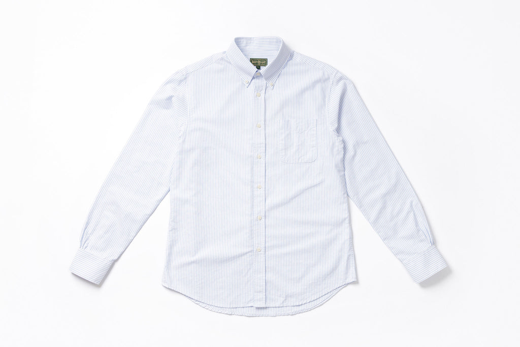 Oxford Button Down Shirt in Blue Stripe Front View
