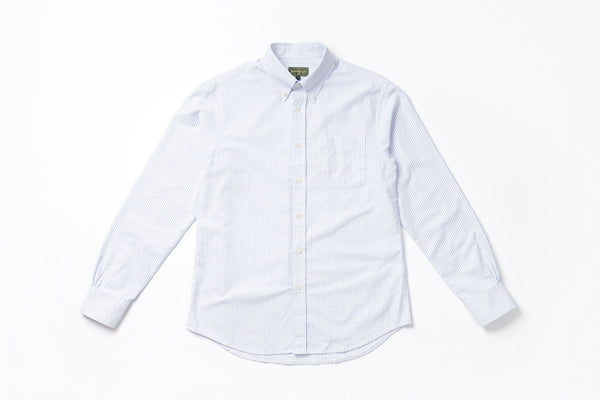 Oxford Button Down Shirt in Blue Stripe Front View