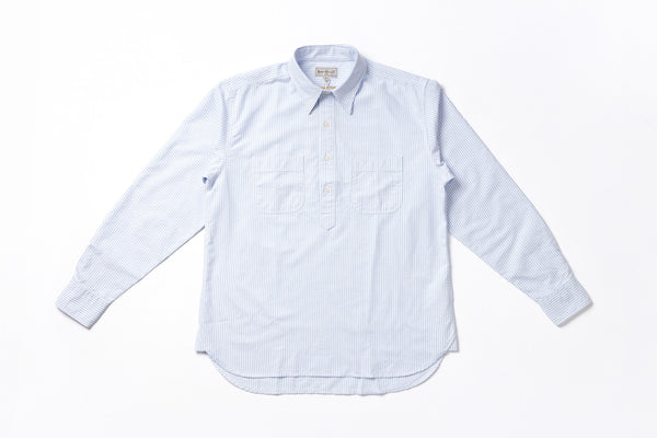 Striped Pullover Shirt in Blue Front View