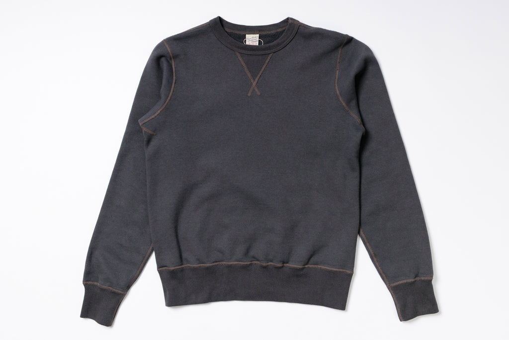 4-Needle Plain Sweatshirt in Faded Black Colour Front View
