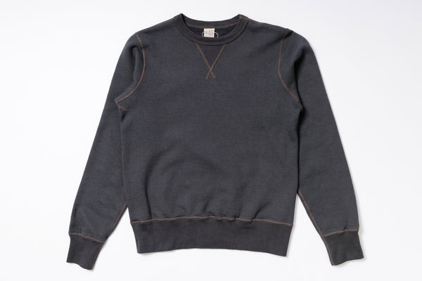 4-Needle Plain Sweatshirt in Faded Black Colour Front View