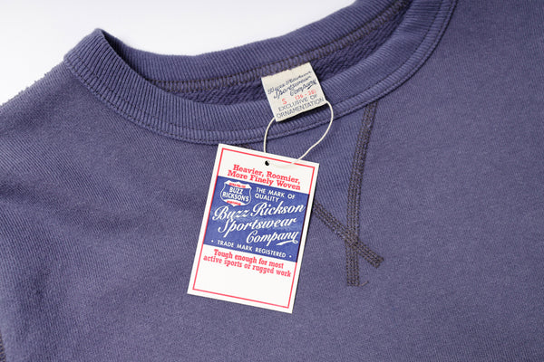 4-Needle Plain Sweatshirt in Navy Neck and Label View