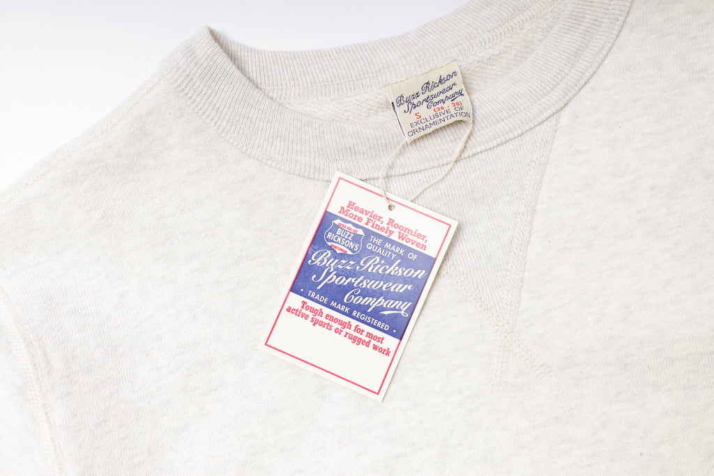 Plain Sweatshirt in Oatmeal Neck and Label View