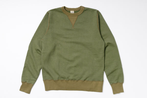 Plain Sweatshirt in Olive Front View