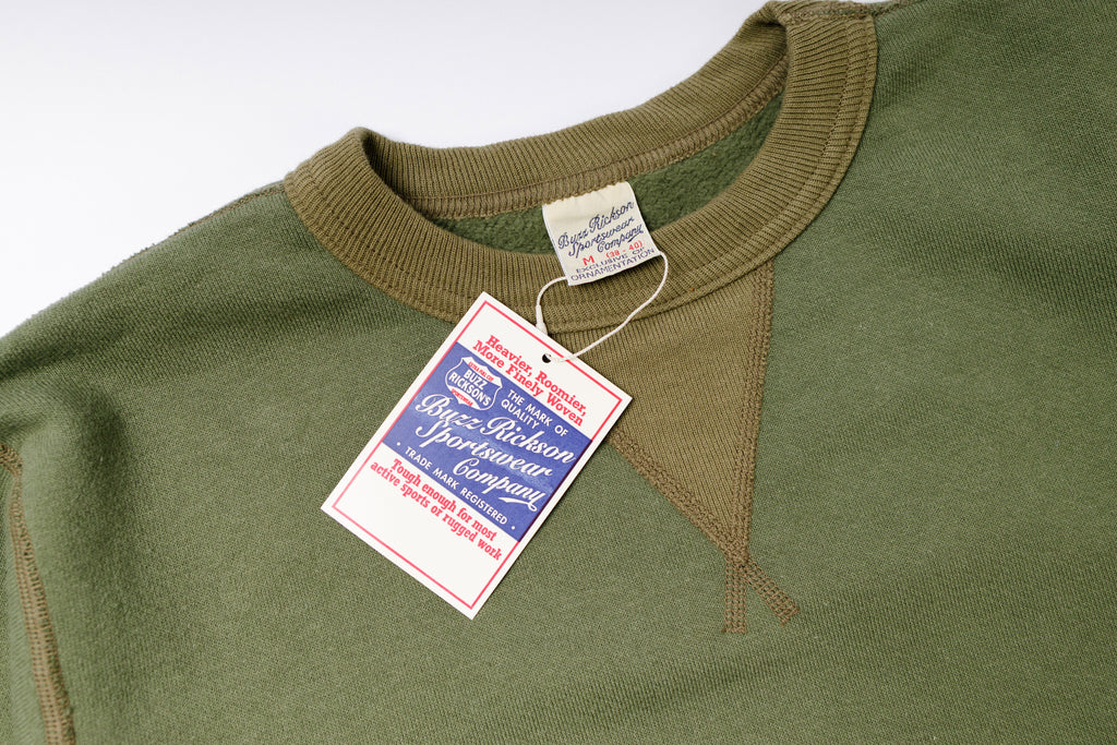 Plain Sweatshirt in Olive Neck View