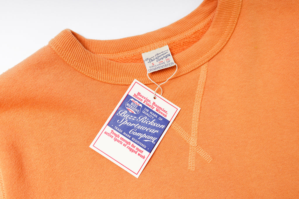 Plain Sweatshirt in Orange Neck View