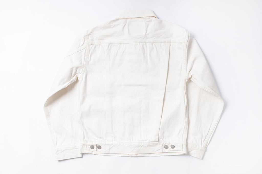 White Denim Jacket Back View