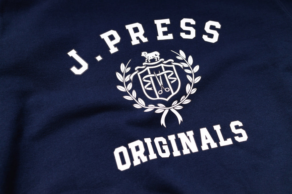 Navy blue fabric with white 'J. Press Originals' logo