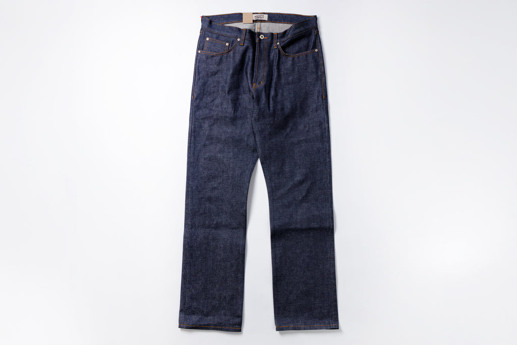 Pair of blue jeans on a white background