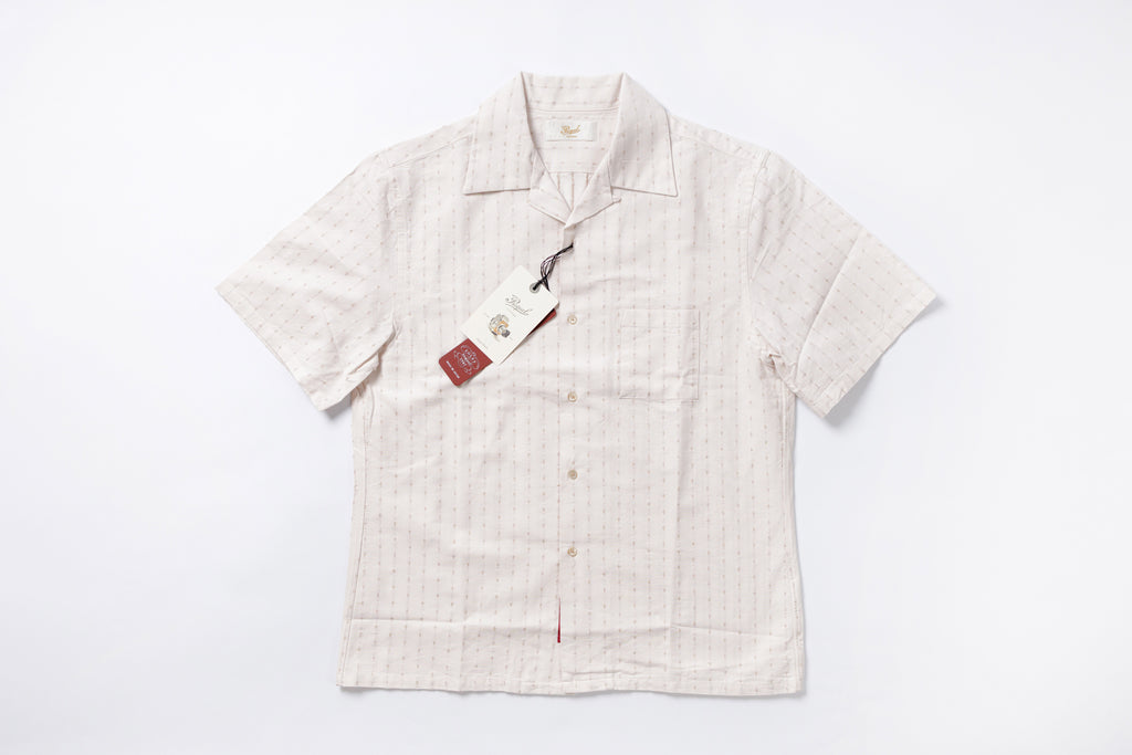 Classic Open Collar Shirt in Beige Front View