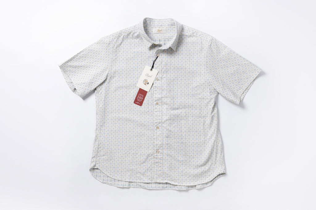 Mini Collar Shirt in Beige Front View