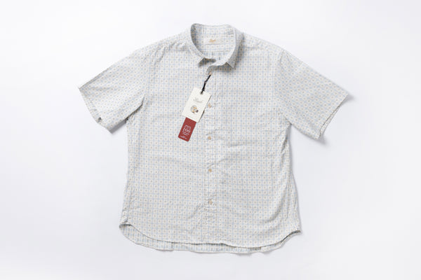 Mini Collar Shirt in Beige Front View