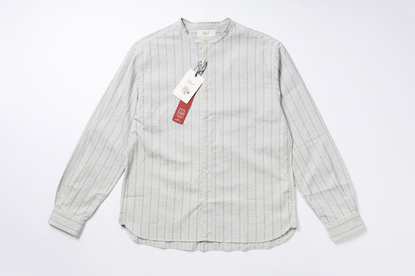 Stand-up Collar Shirt in Blue Front View