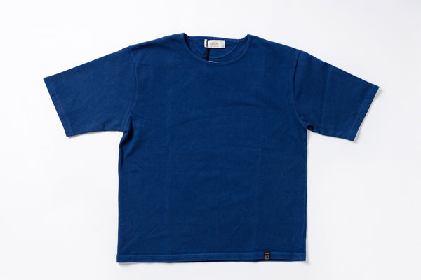 Stiff Cotton Boxy T-shirt in Navy Front View
