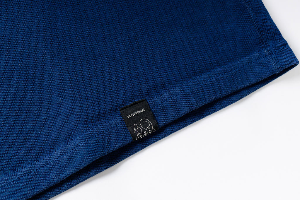 Stiff Cotton Boxy T-shirt in Navy Label View