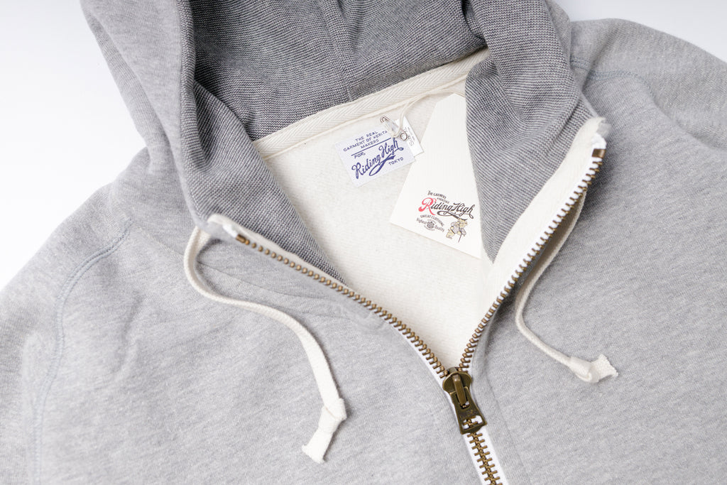 Grey Loopwheel hoodie neck view