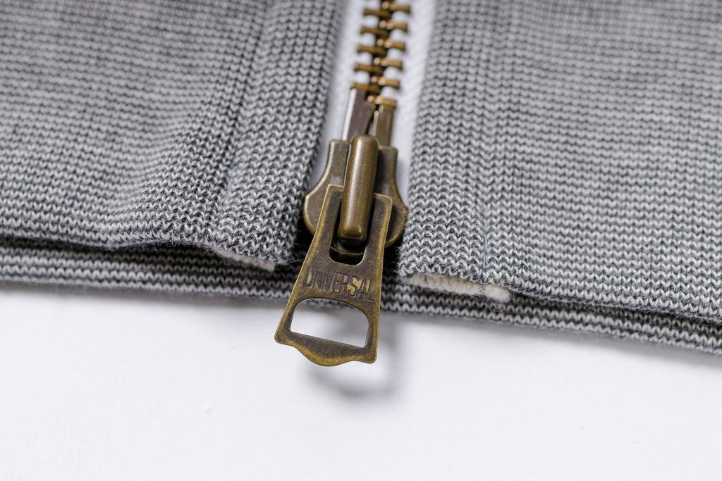 RIDING HIGH - 14oz Loopwheel Fleece Zip Parka in Mixed Gray Zipper