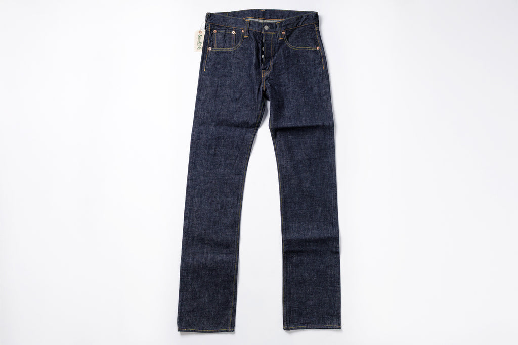 Pair of blue jeans on a white background