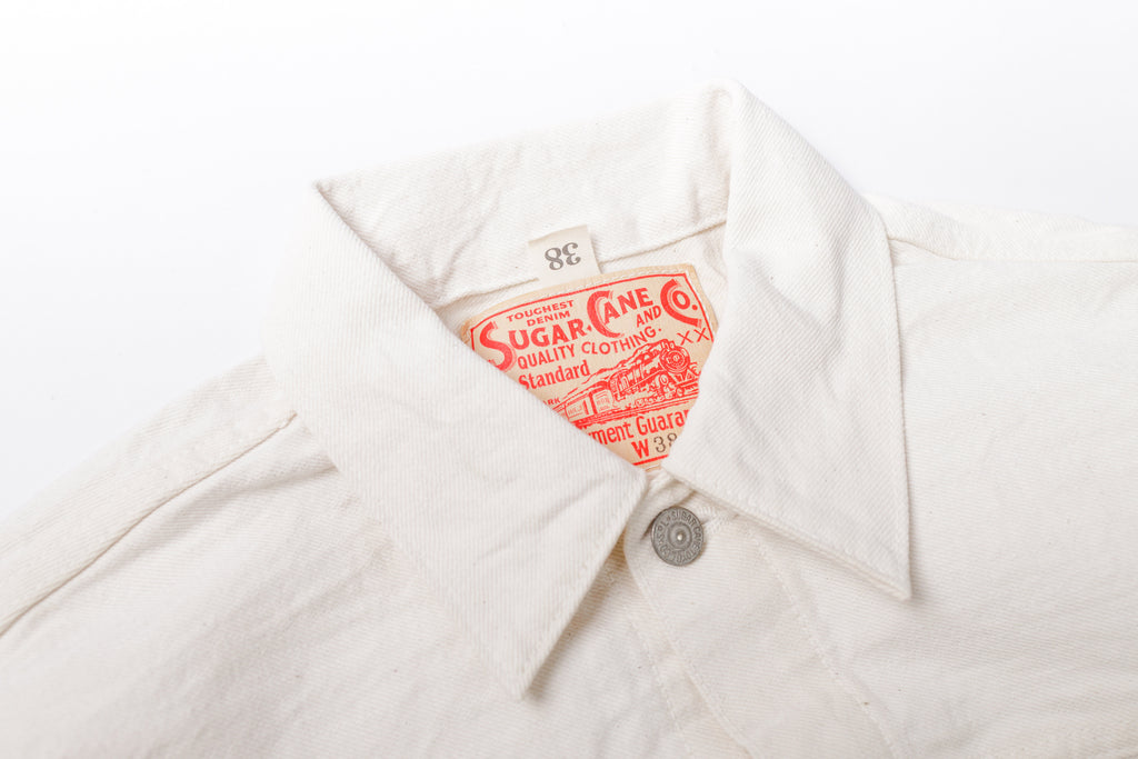 Type Two White Denim Jacket Collar View