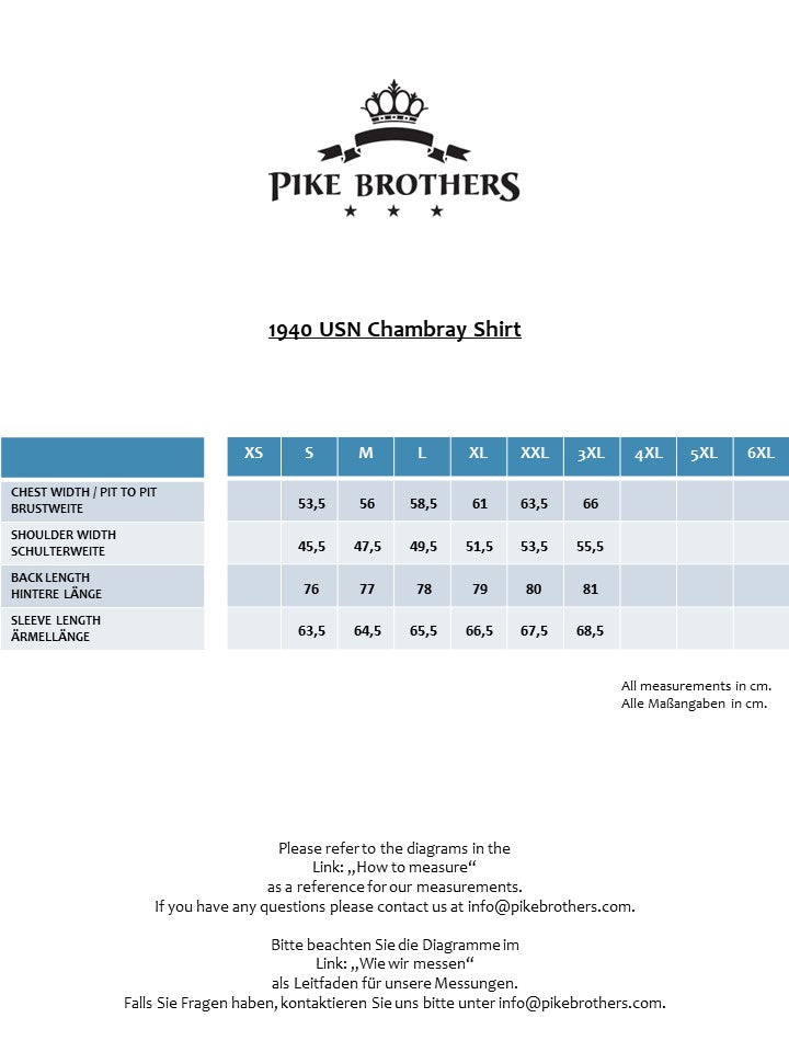 PIKE BROTHERS - 1940 USN Chambray Shirt in Harbor Blue-3