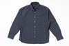 Dark gray button-up shirt on a white background