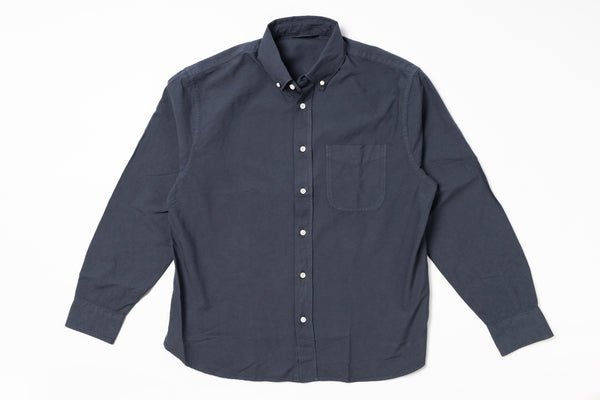 Dark gray button-up shirt on a white background