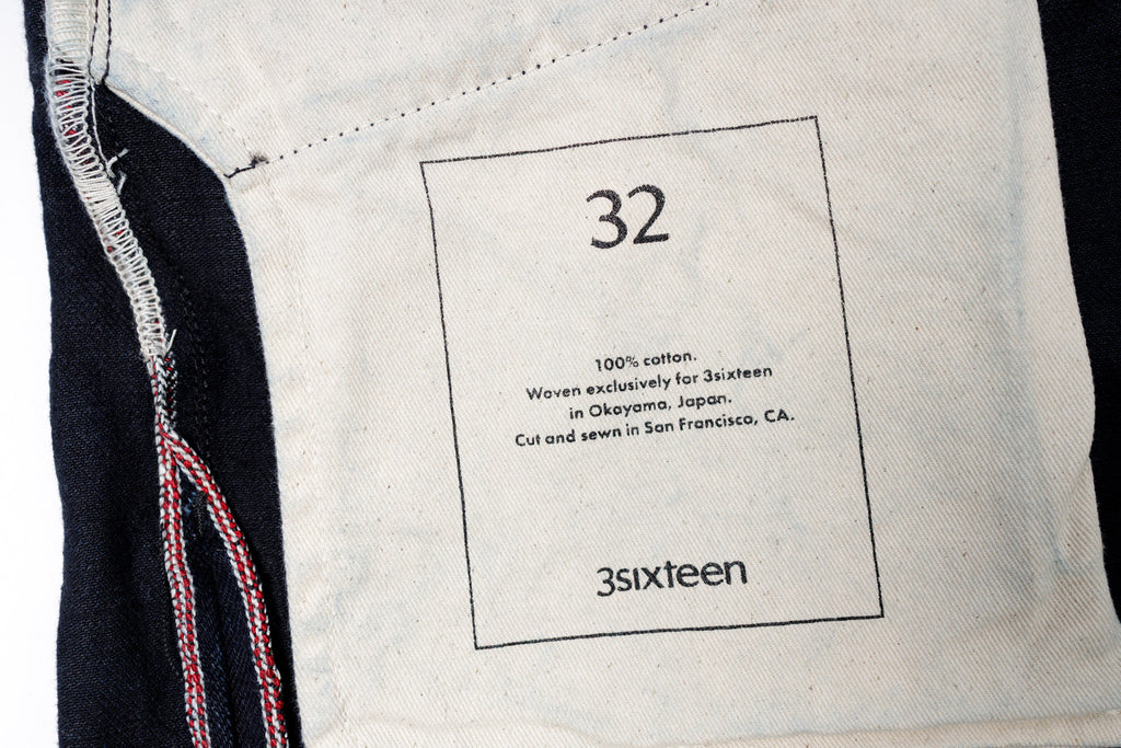 3SIXTEEN  Classic Straight ⁠in Rinsed Shadow Kibata pocket label