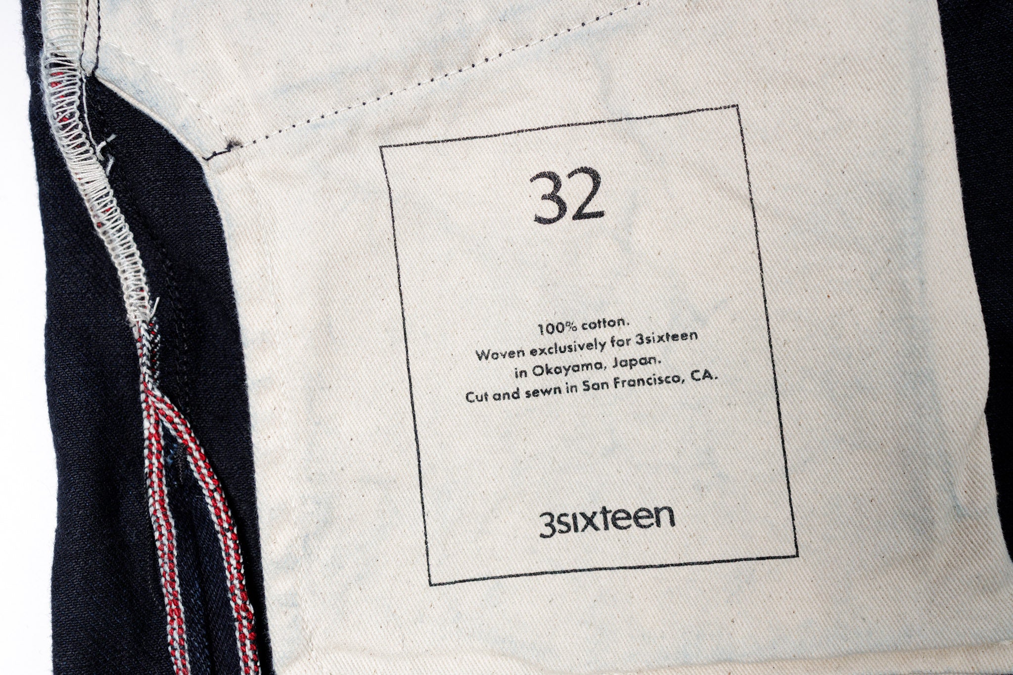 3SIXTEEN  Classic Straight ⁠in Rinsed Shadow Kibata pocket label