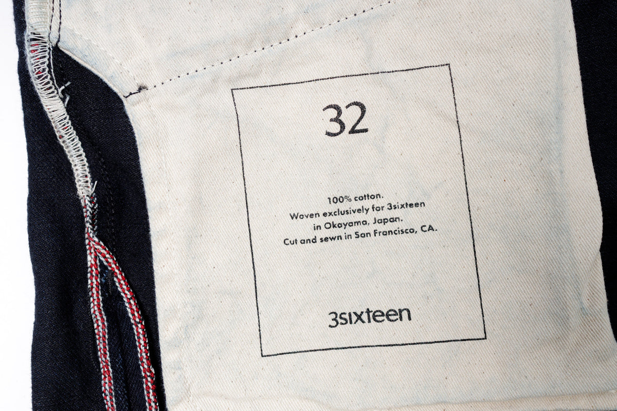 3SIXTEEN  Classic Straight ⁠in Rinsed Shadow Kibata pocket label