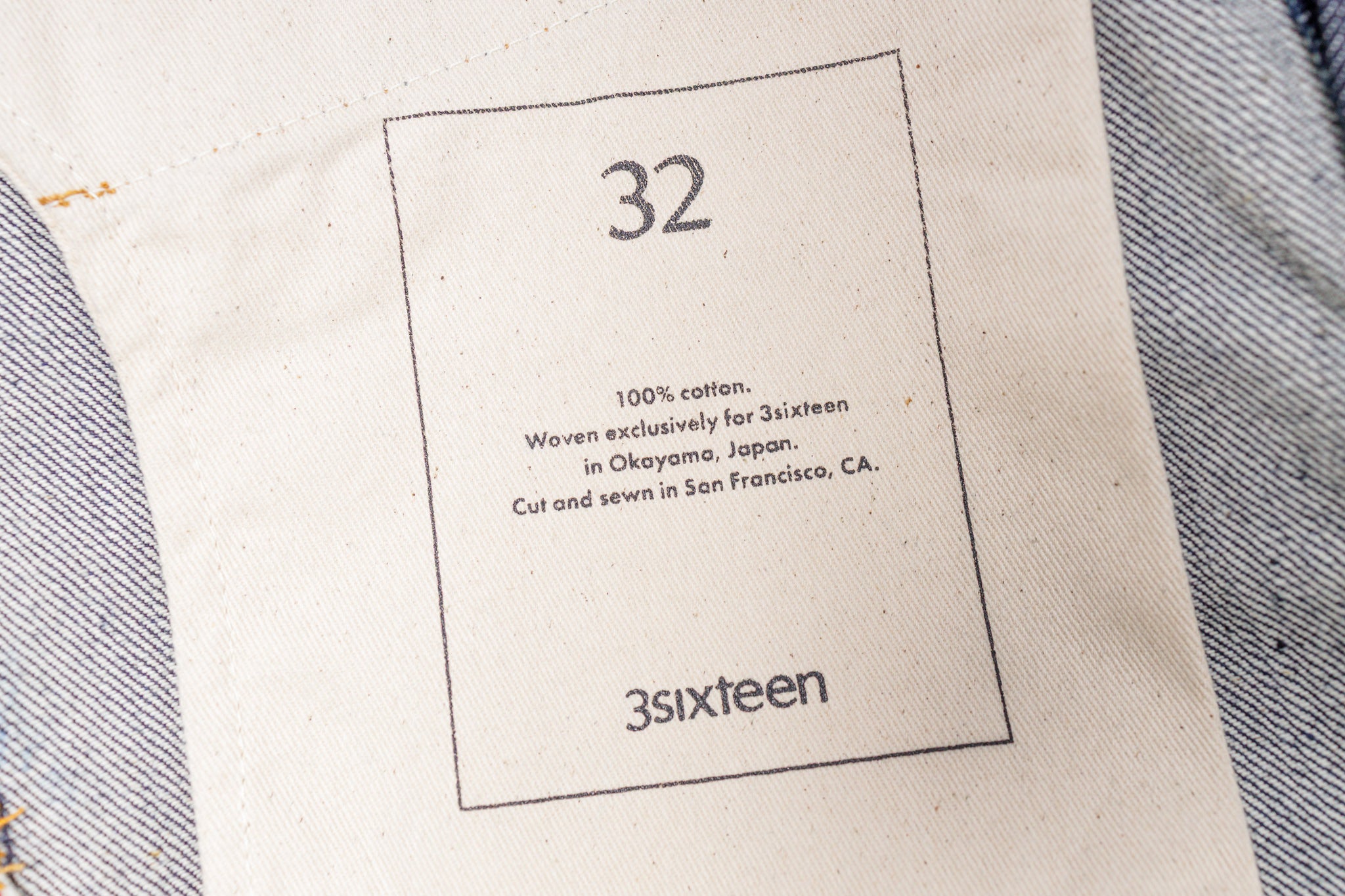 3SIXTEEN Classic Tapered Jeans In  Indigo, Pocket Writing 