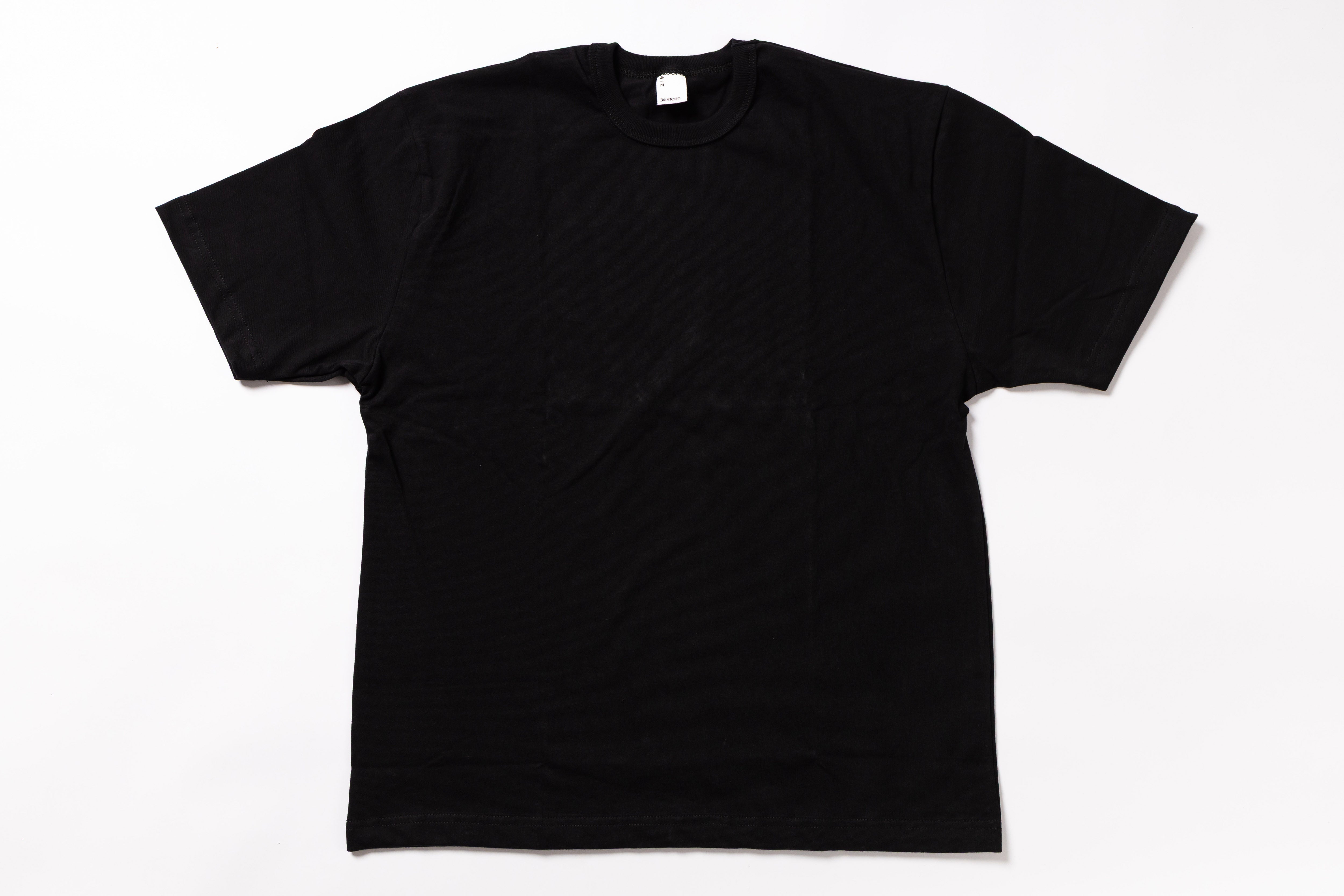Black boxy t-shirt on a white background