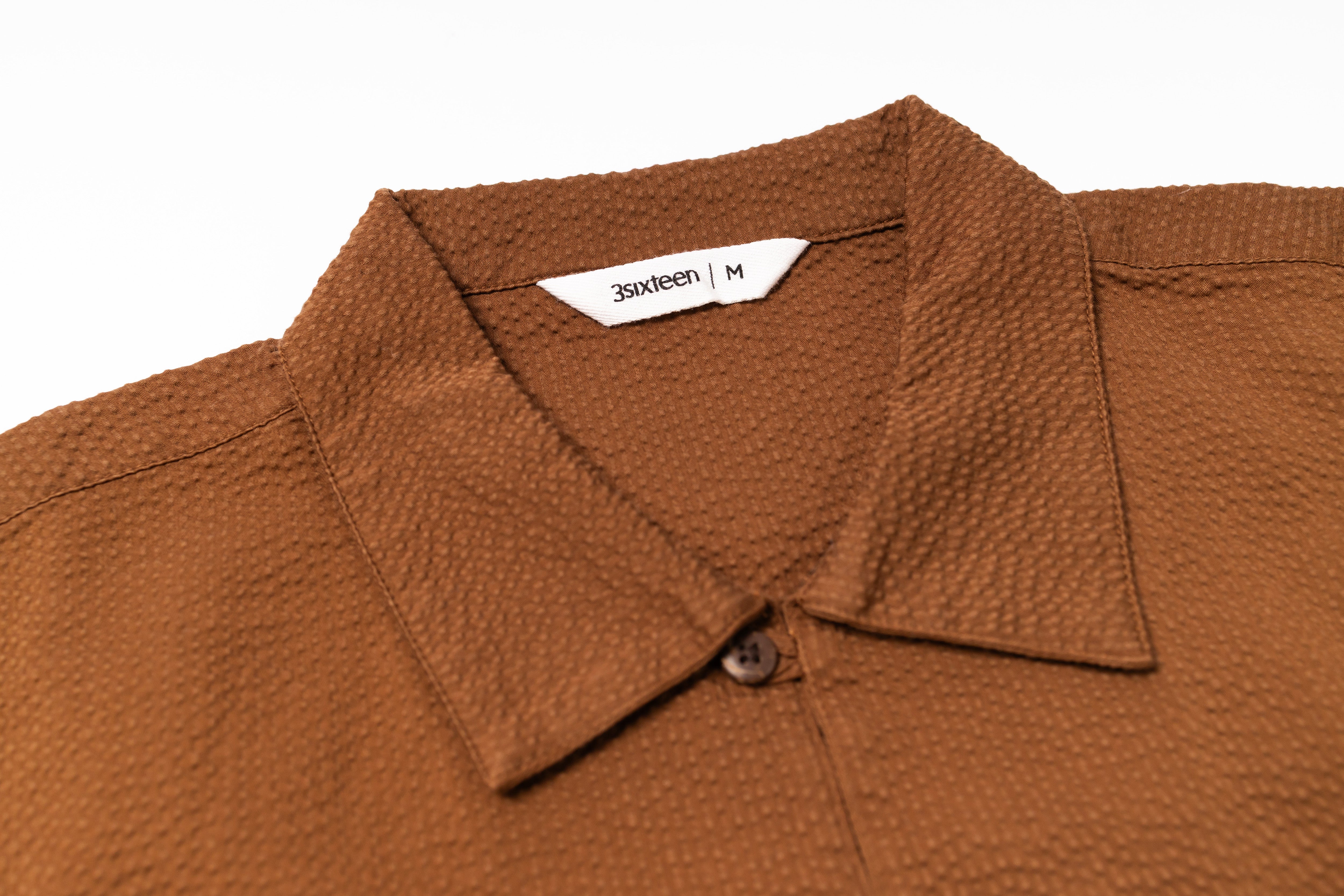 3SIXTEEN - Short Sleeve Loop Shirt in Cinnamon Seersucker