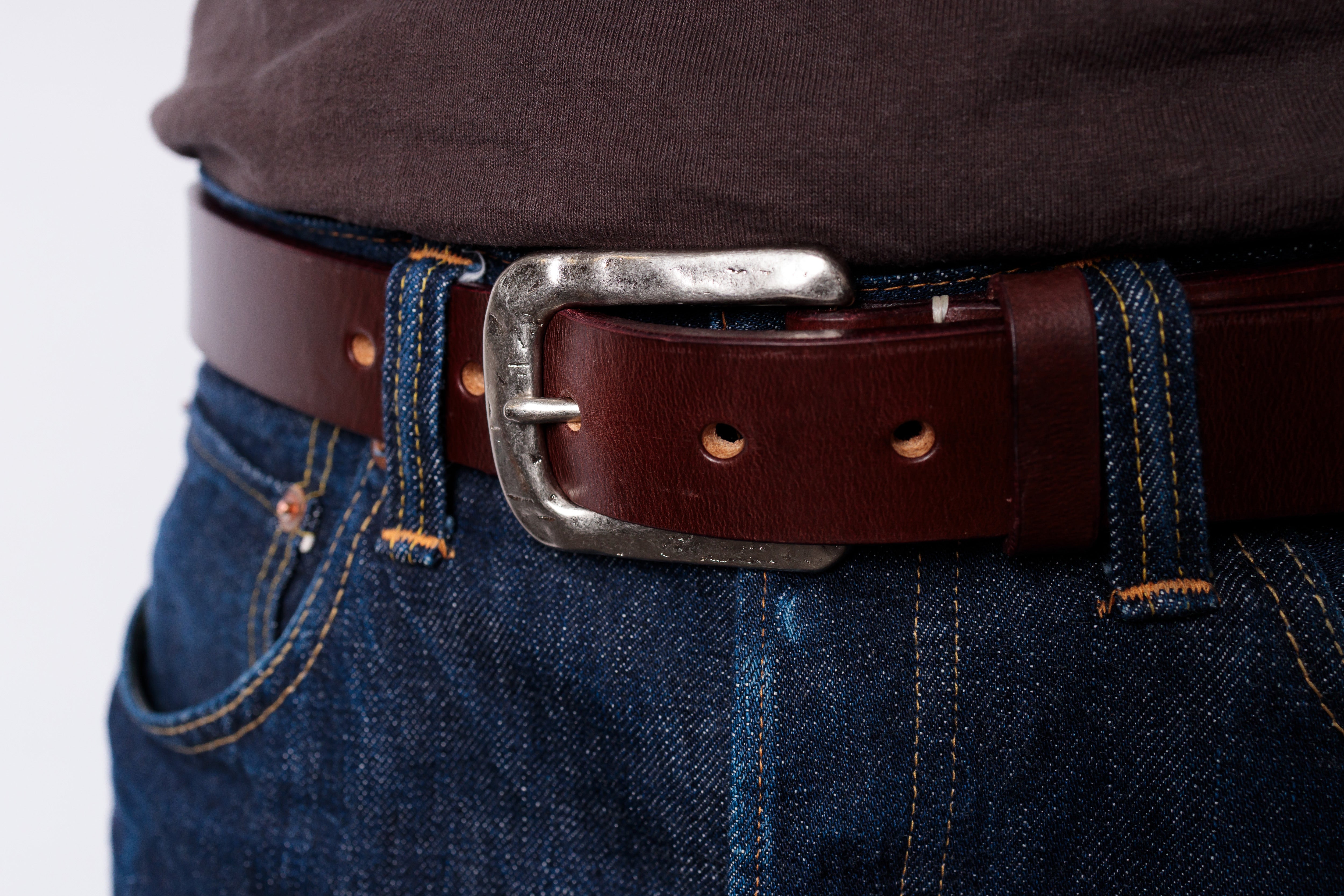 BARNES & MOORE - Hand Cast Japanese Buckle in Oxblood Oak Bark Leather-2