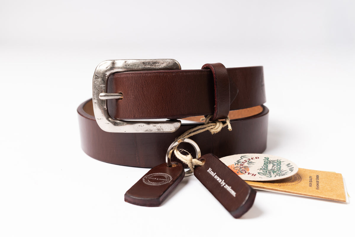 BARNES & MOORE - Hand Cast Japanese Buckle in Oxblood Oak Bark Leather-4