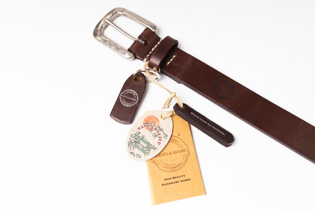 BARNES & MOORE - Hand Cast Japanese Buckle in Oxblood Oak Bark Leather-5