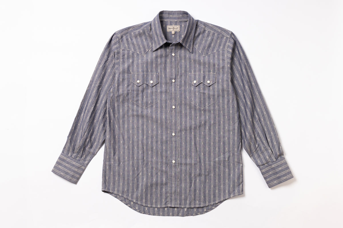 Striped shirt with button details on a white background