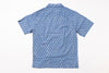 Blue patterned shirt on a white background