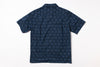 Navy patterned shirt on a white background