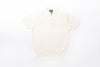Knitted Polo Shirt in Cream, Front View
