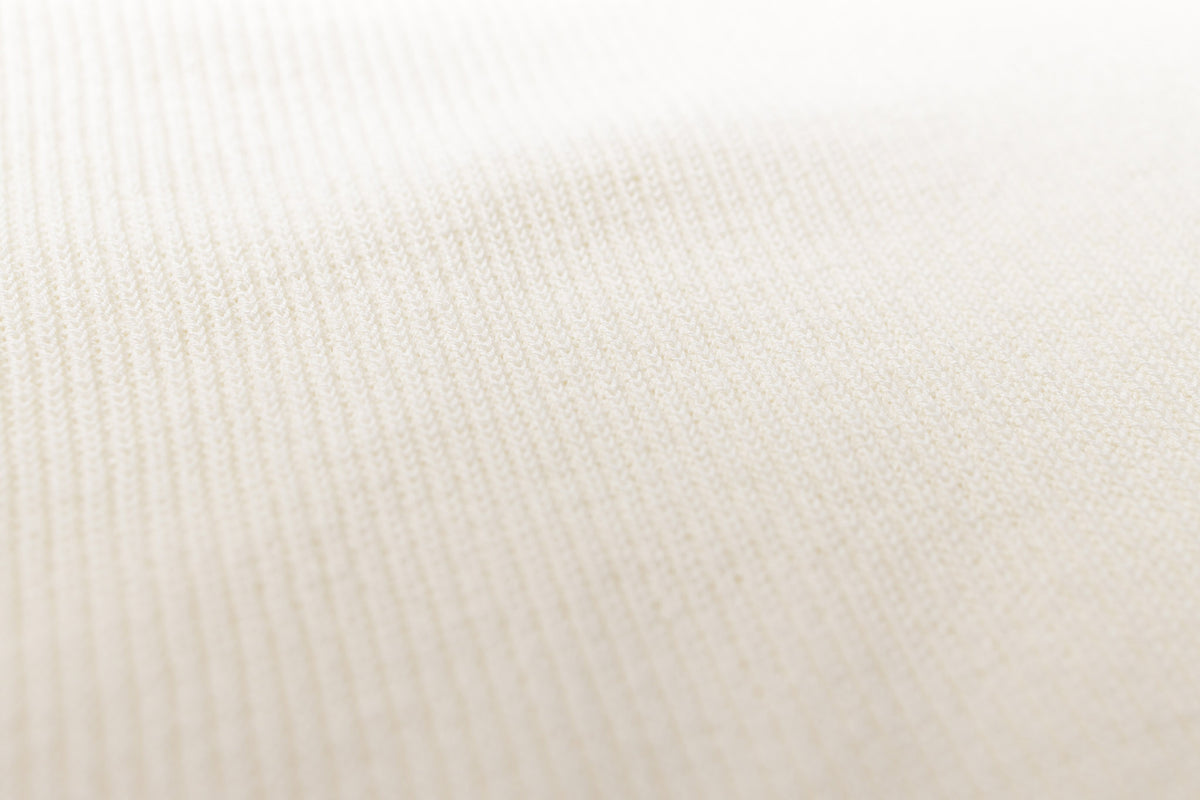 Knitted Short Sleeve Shirt in Ivory, Fabric View